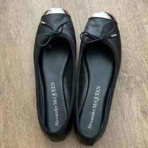 Alexander McQueen metal-toecap leather ballerina flats 37.5